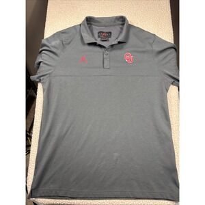 Air Jordan Oklahoma Sooners OU Polo Shirt Black & Red Men's Size Large